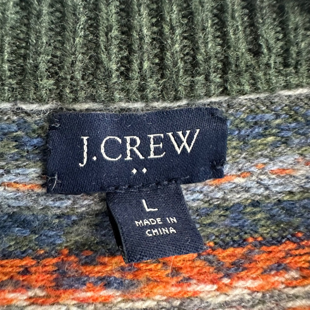 J.Crew Lambswool Blend Fair Isle Crewneck Sweater Mens L Heritage Nordic Cabin - Picture 3 of 11
